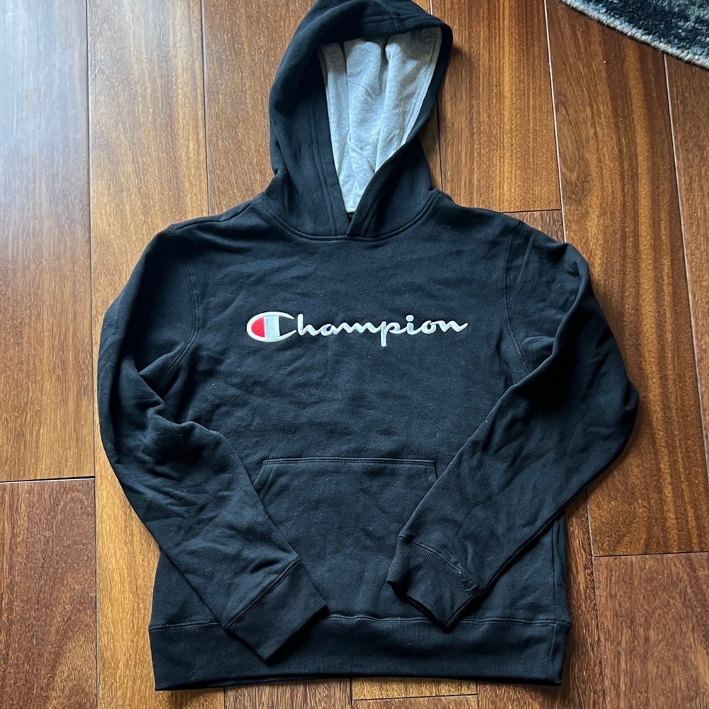 Champion Boys size Large Black and Gray Hoodie